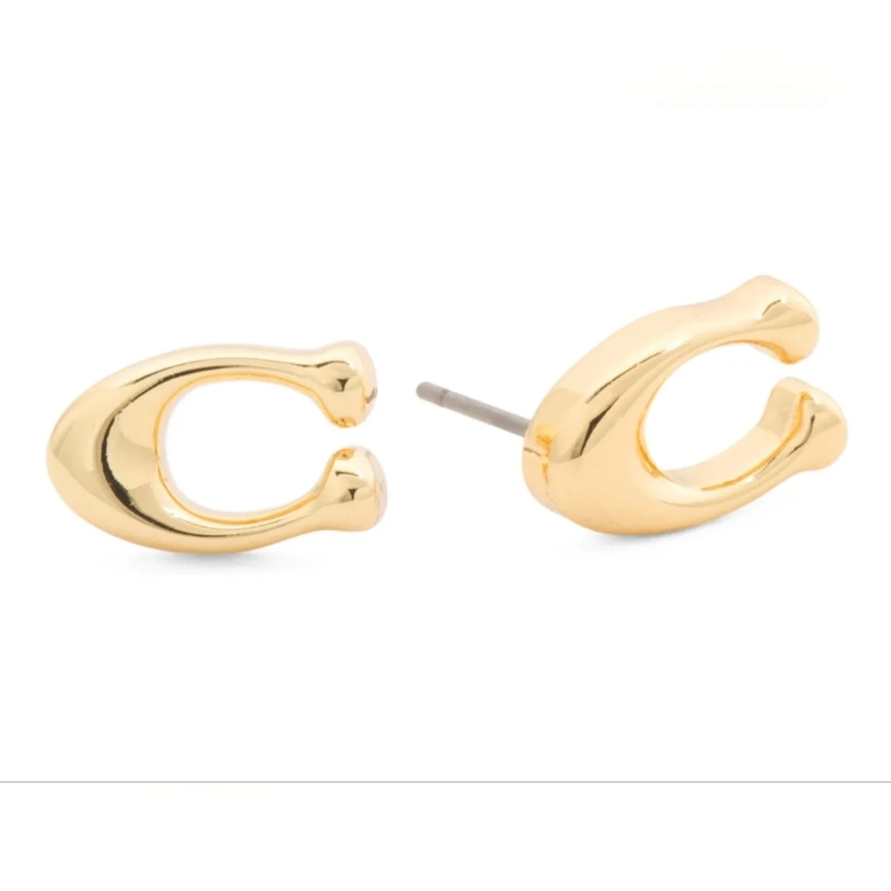 NWT Coach Signature Bubble C Stud Earrings with Dustbag - Picture 4 of 4